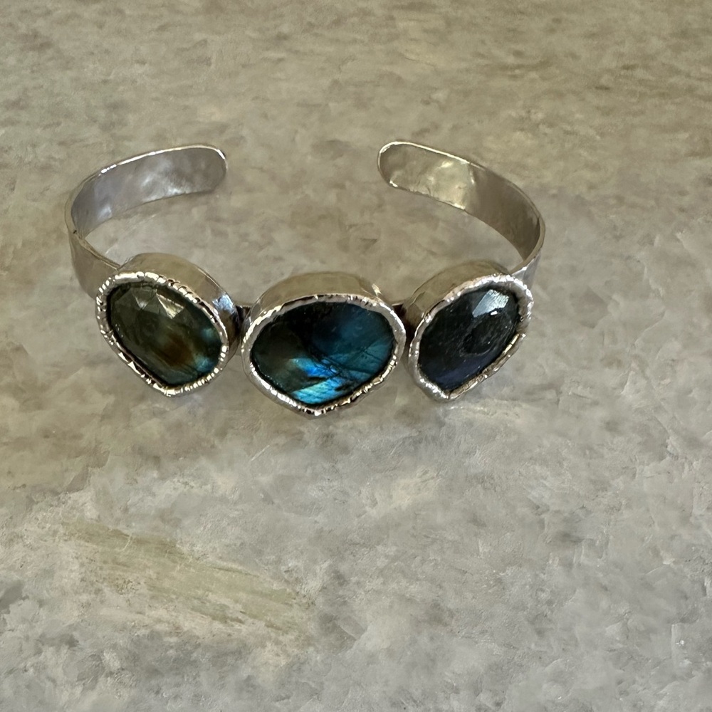 Silver and Labradorite Cuff Bracelet